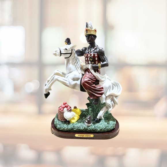 Shango Orisha Figurine White Horse Chango Statue African God of Thunder - Picture 2 of 10